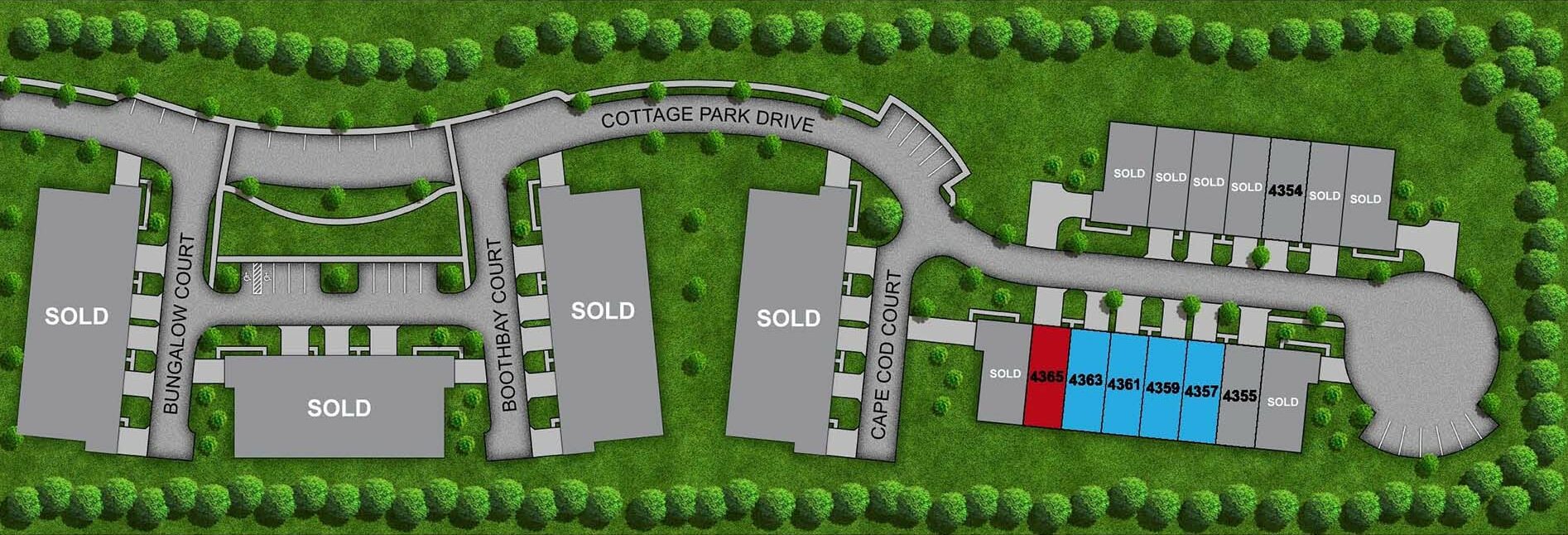 Cottages of Beavercreek site map, sold and available properties