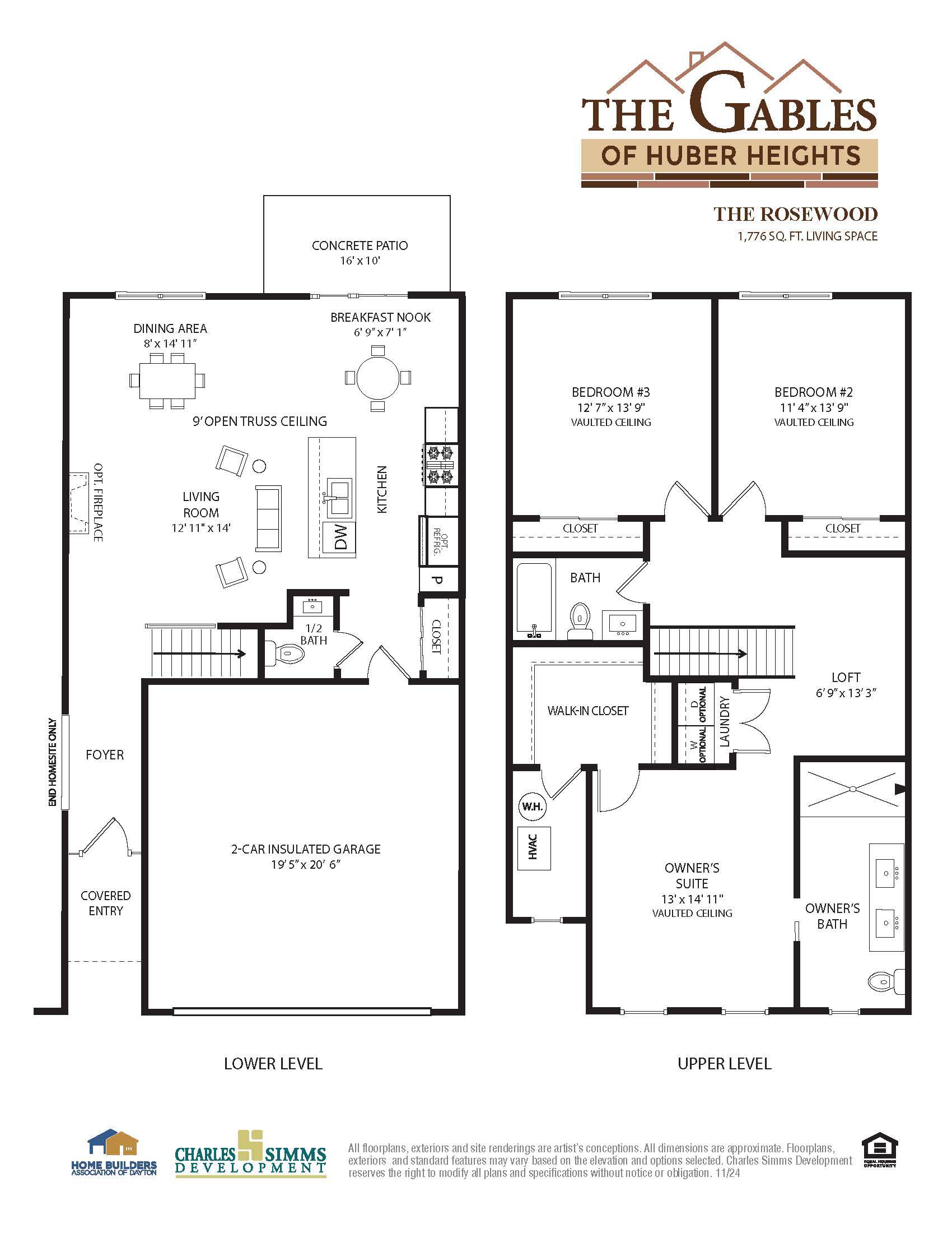 The Gables of Huber Heights, The Rosewood floor plan